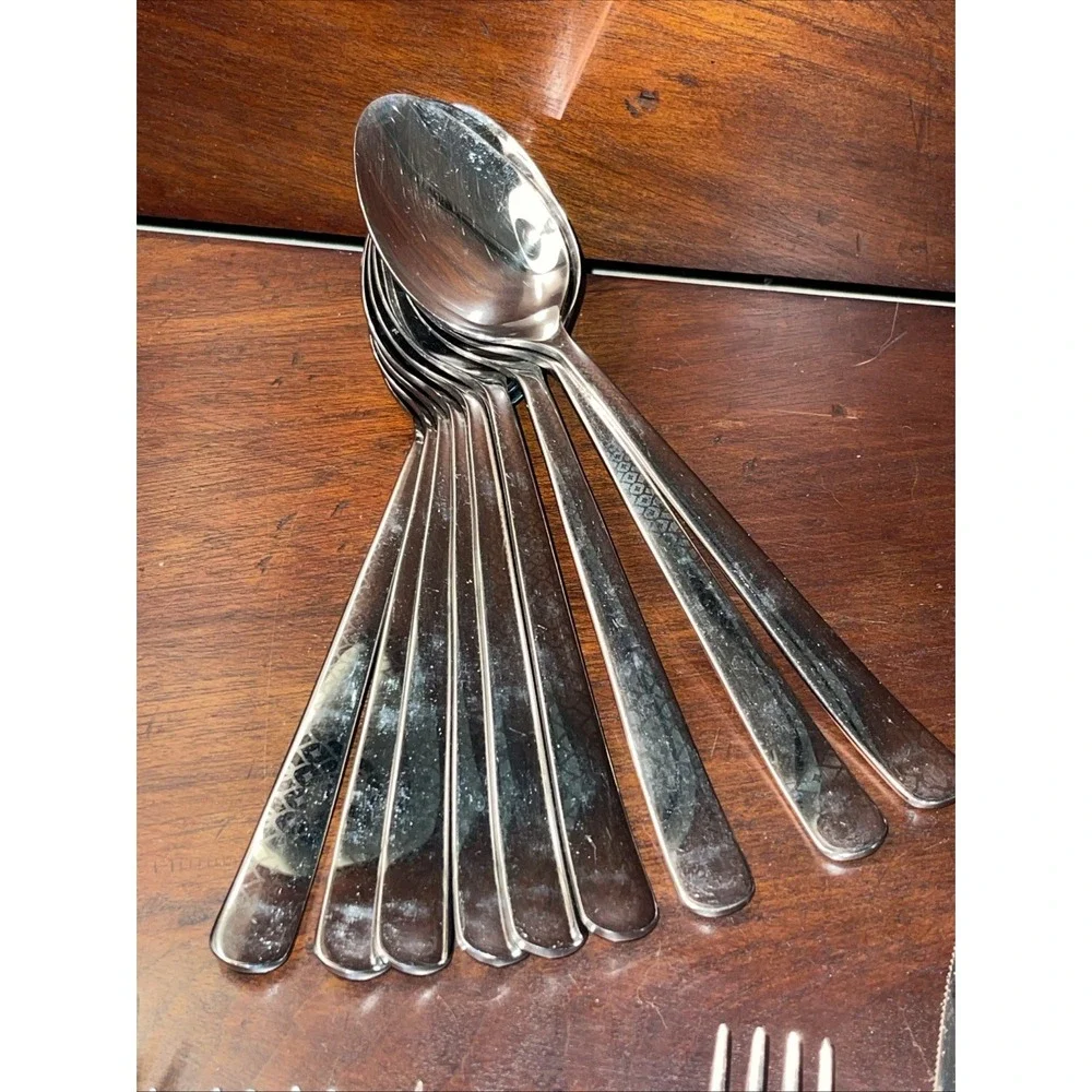 Herdmar Portugal 18/10 Stainless Etched‎ Flatware  Settings 48 Pieces